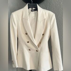 💥🔥Zara Women's Beige Double-Breasted Blazer